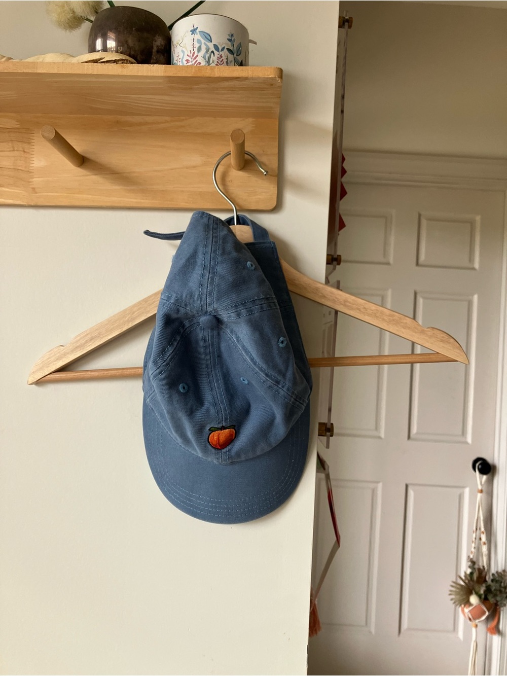 American Eagle Outfitters Blue Baseball Cap with Orange Peach Patch
